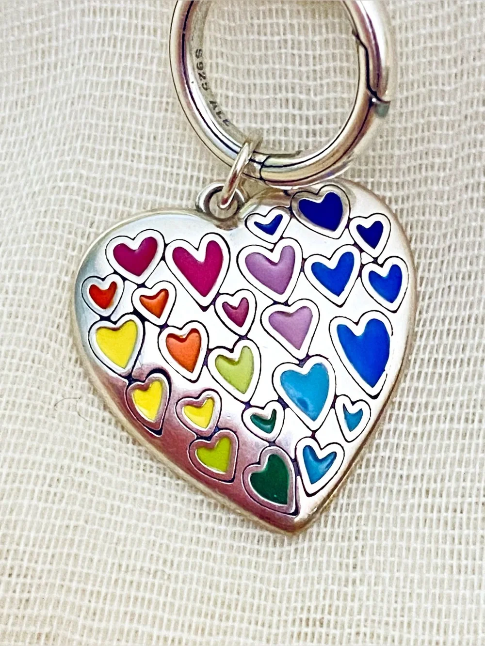 James Avery Full of Love Enamel Heart Dangle Charm | 925 Sterling Silver
